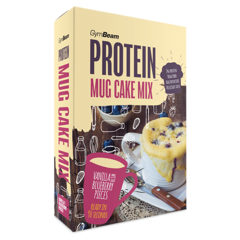 Levně GYMBEAM Proteinový mug cake mix vanilkový s kousky borůvek 500 g