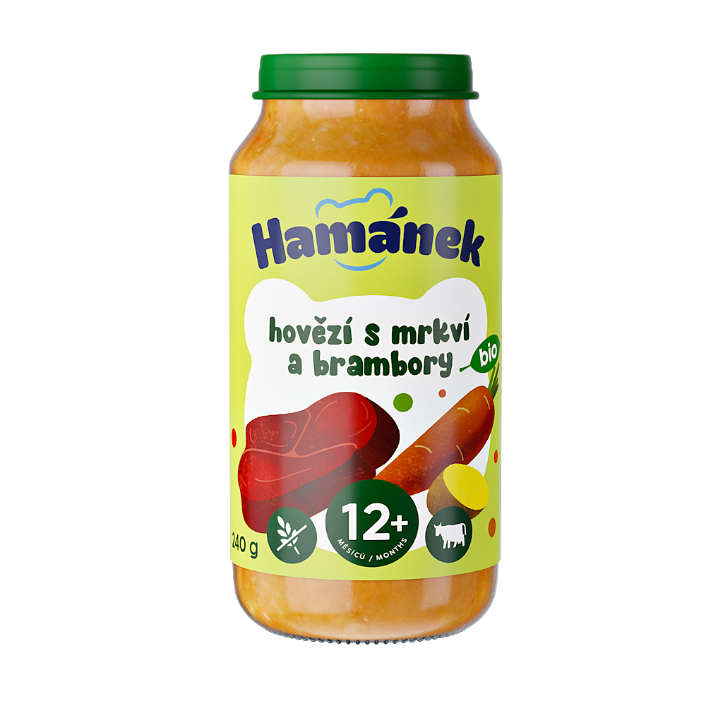HAMÁNEK Bio Hovězí s mrkví a brambory 12m+ 240 g