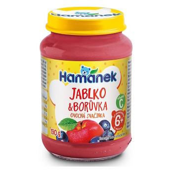 HAMÁNEK Borůvka s jablky 6m+ 190 g (Ovocné přesnídávky)