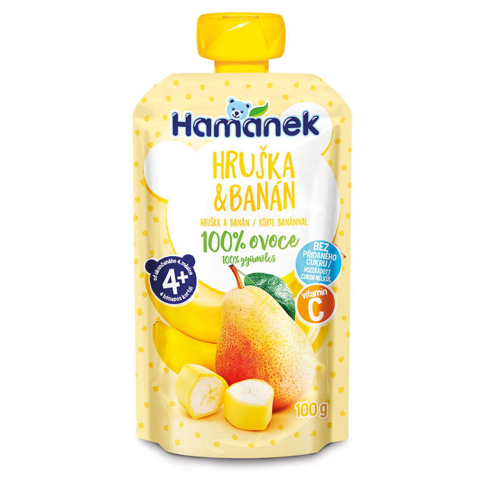 Levně HAMÁNEK Hruška a banán 4m+ 100 g