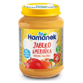 HAMÁNEK Jablko a meruňka neslazená 4m+ 180 g (Ovocné přesnídávky)