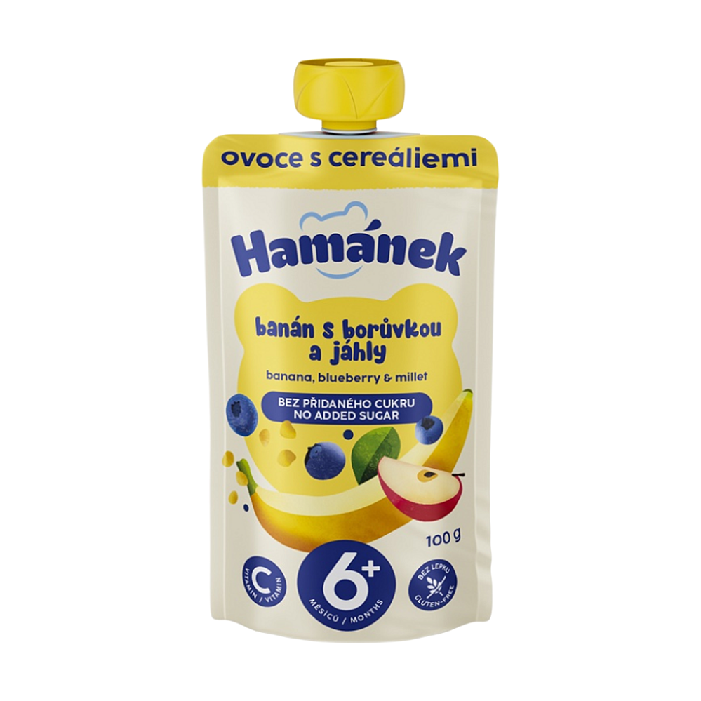 HAMÁNEK Jablko s banánem, borůvkou a jáhly 6m+ 100 g