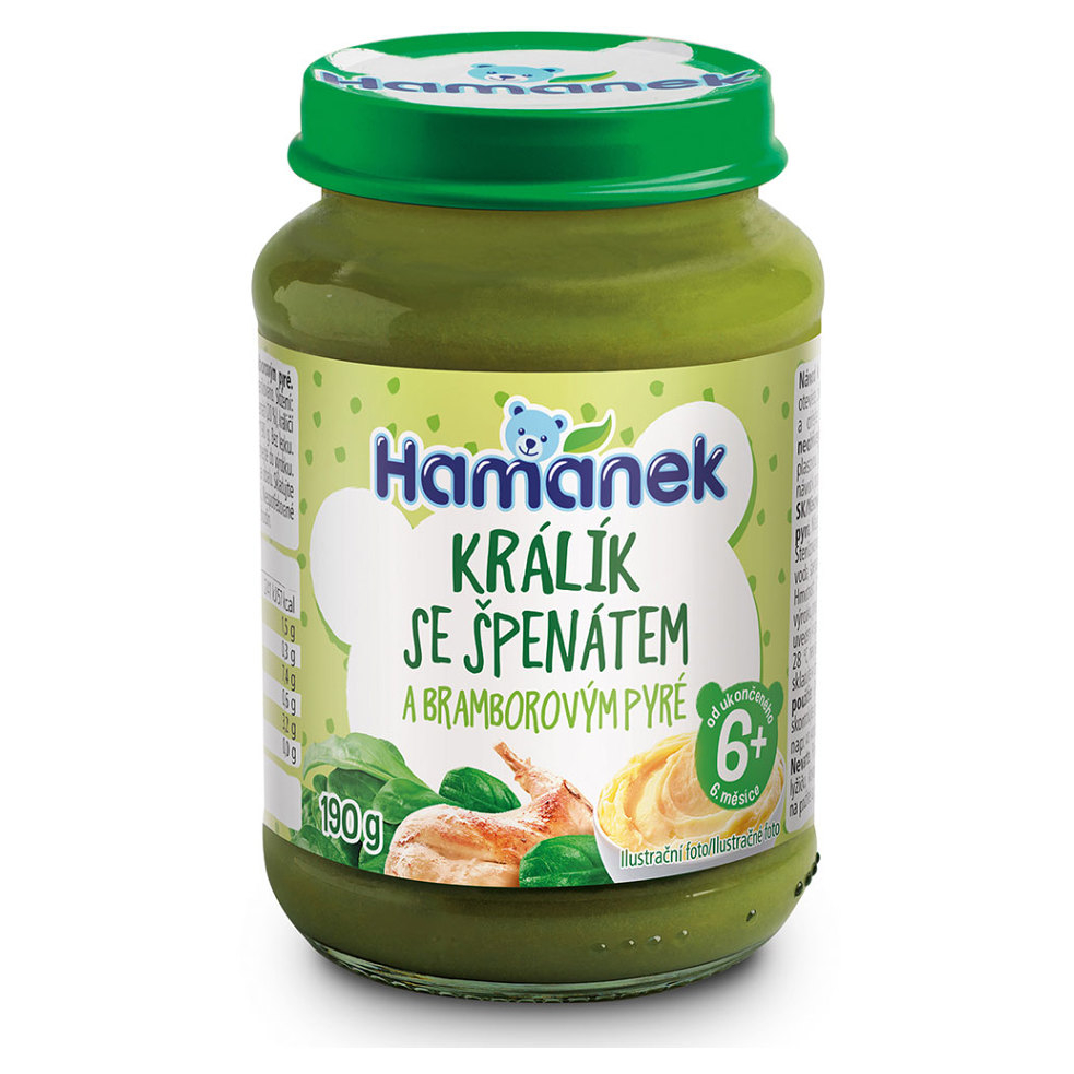 E-shop HAMÁNEK Králík se špenátem a bramborovým pyré 6m+ 190 g