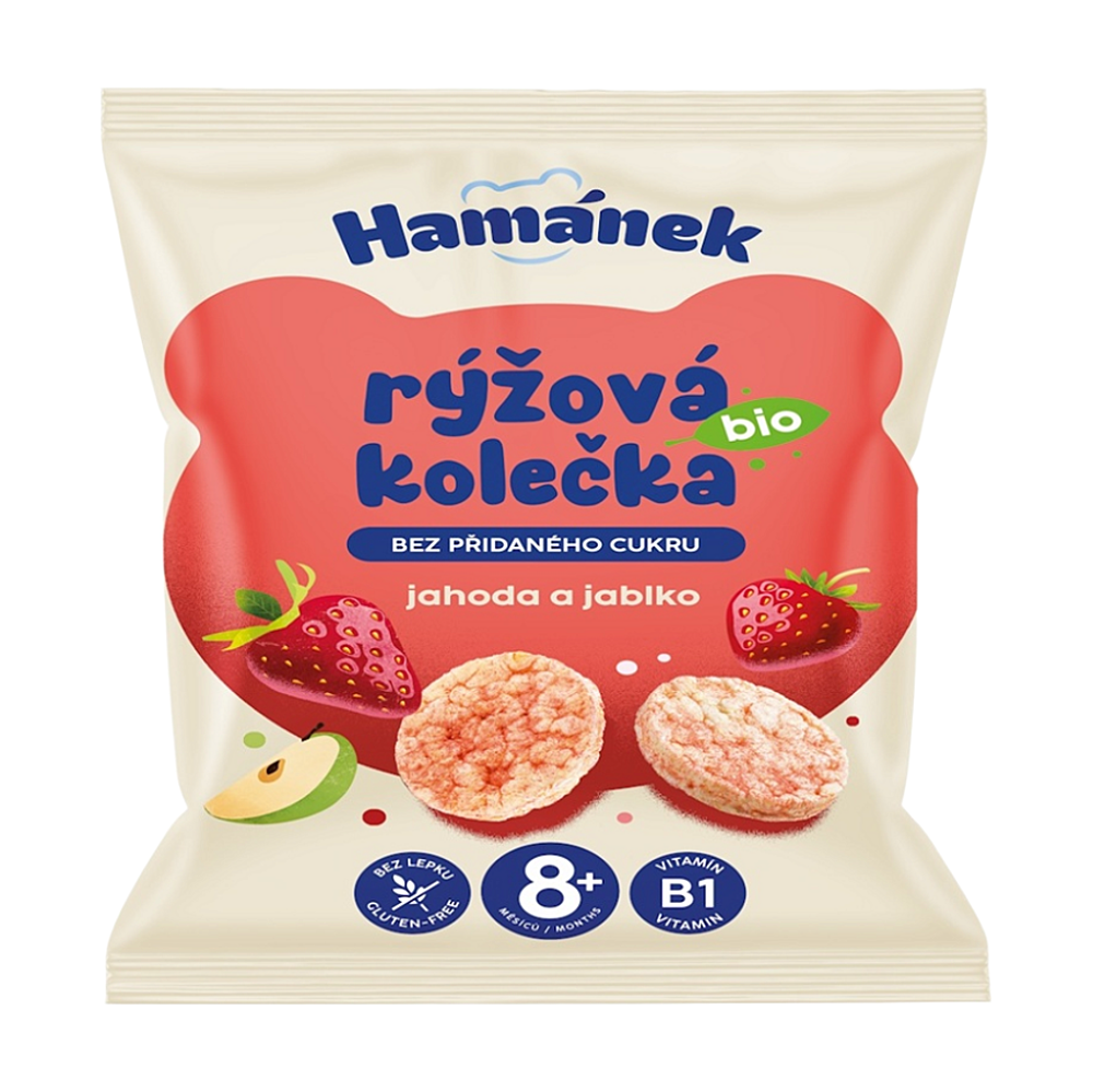 HAMÁNEK Rýžová kolečka jahoda a jablko BIO 35 g