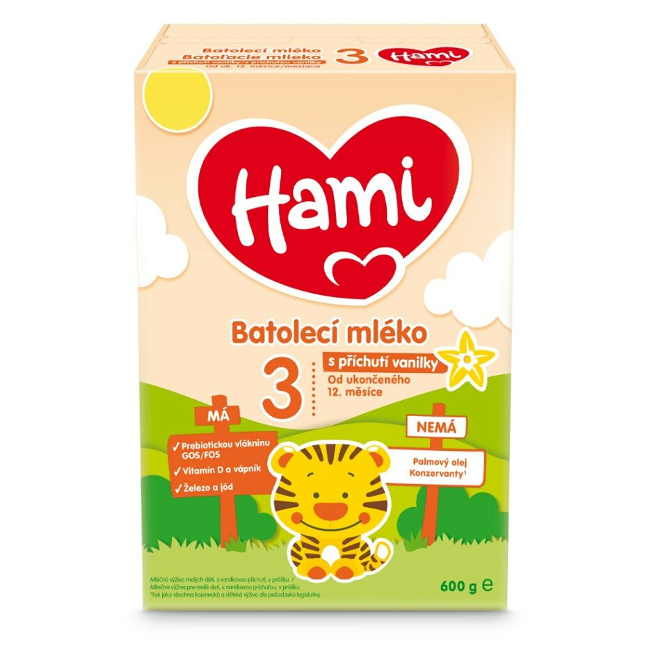 Fotografie HAMI 3 Batolecí mléko s příchutí vanilky od ukončeného 12. měsíce 600 g Hami