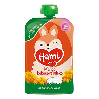 HAMI Kapsička mango kokosové mléko 6m+ 100 g (Svačinové kapsičky)