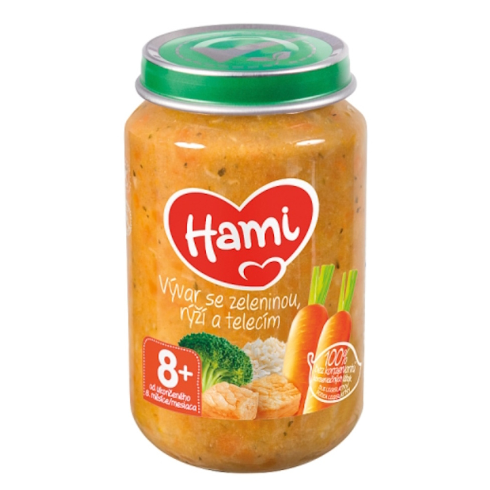 Levně HAMI Maso-zeleninový příkrm vývar se zeleninou, rýží a telecím 200 g