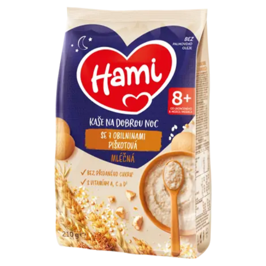 E-shop HAMI Mléčná kaše se 7 obilninami piškotová 8m+ 210 g