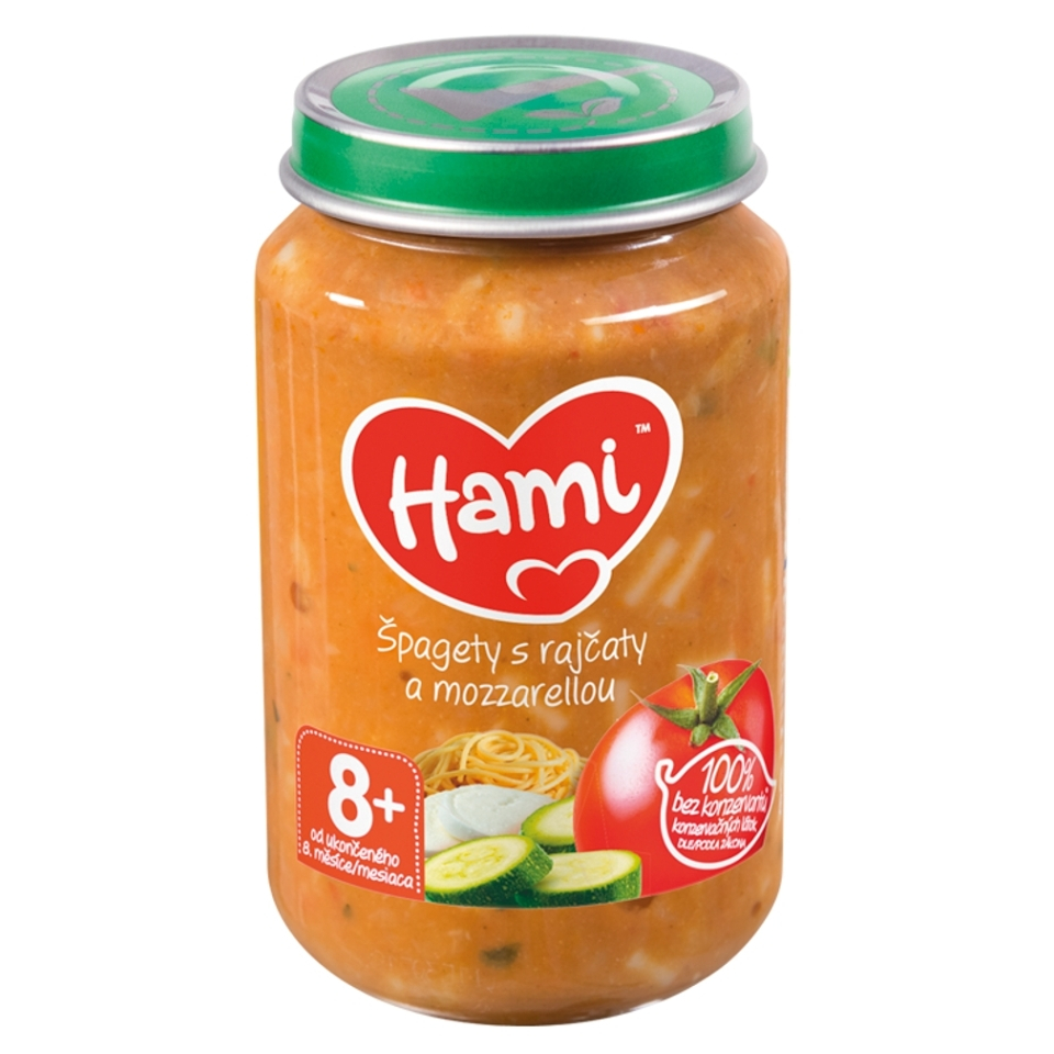 E-shop HAMI příkrm špagety s rajčaty a mozzarelou od 8. měsíce 200 g