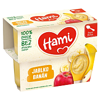 HAMI První lžička 100% ovoce Jablko a banán od 4.měsíce 4 x100 g