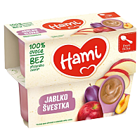 HAMI První lžička 100% ovoce Švestka a jablko od 4.měsíce 4x100 g