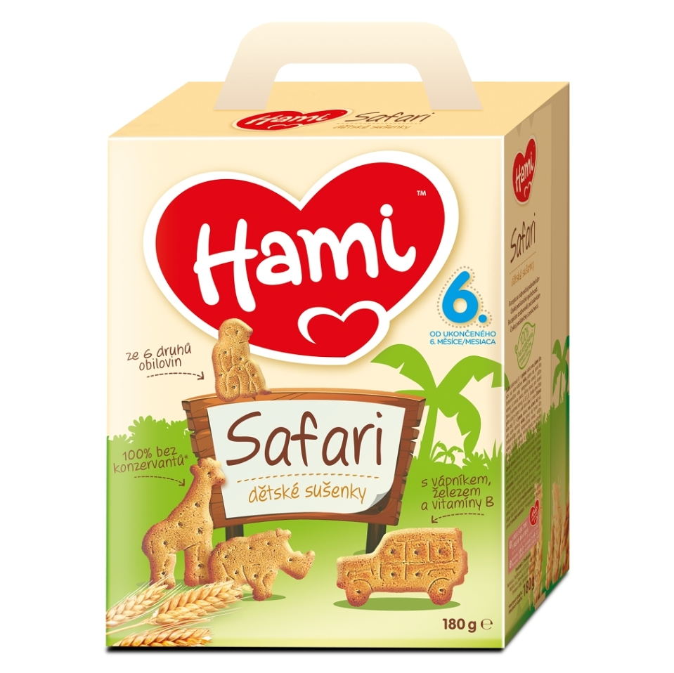 Fotografie Hami sušenky Safari se 6 cereáliemi od uk. 6 měsíce 180 g
