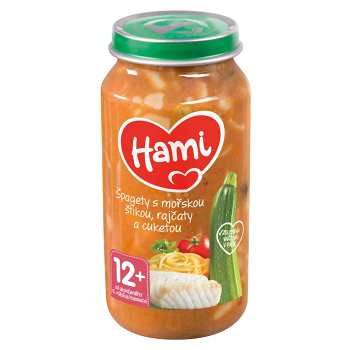 HAMI Špagety s mořskou štikou rajčaty a cuketou 12m+ 250 g (Těstovinové, rýžové příkrmy)