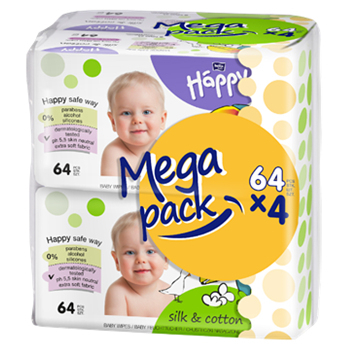 BELLA HAPPY Baby mega pack čistící vlhčené ubrousky 256 kusů