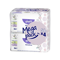 HAPPY Mega Pack Čistící vlhčené ubrousky Sensitive 56x4ks 224 ks