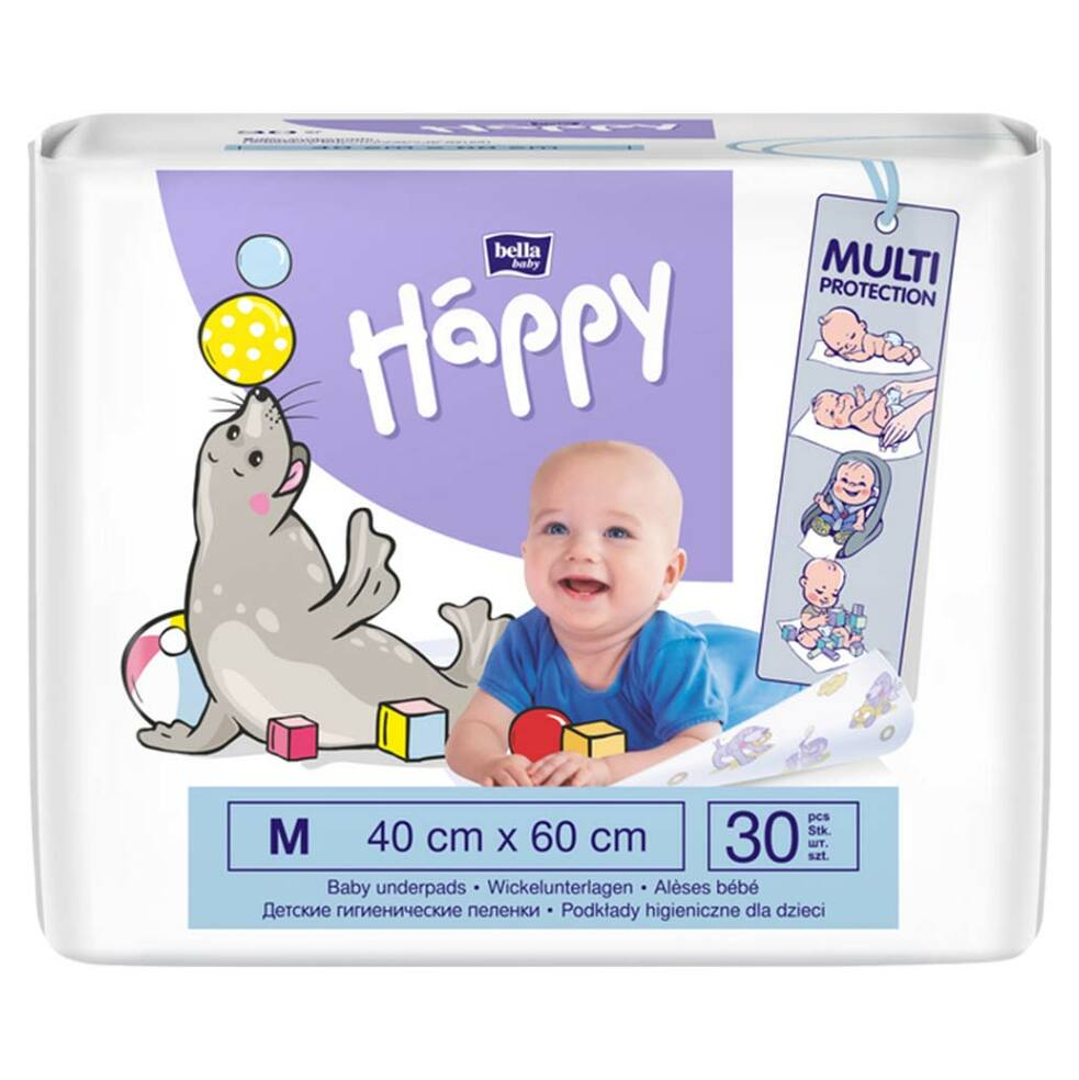 Levně BELLA HAPPY Baby dětské hygienické podložky 40x60 cm 30 kusů, poškozený obal