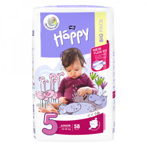 HAPPY Junior Big Pack Dětské pleny 12-25kg 58 ks HAPPY Junior Big Pack Dětské pleny 12-25kg 58 ks