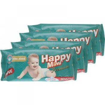 HAPPY MIMI Dětské vlhčené ubrousky Premium 4x64 kusů
