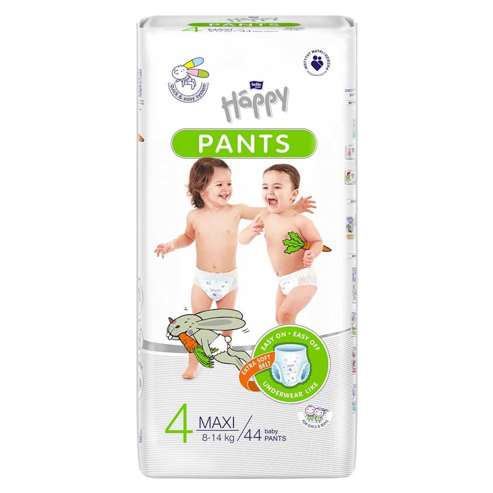 Levně BELLA HAPPY Baby pants maxi plenkové kalhotky 8 - 14 kg 44 kusů
