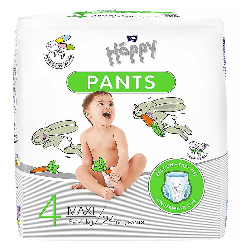Levně BELLA HAPPY Baby pants maxi plenkové kalhotky 8 - 14 kg 24 kusů