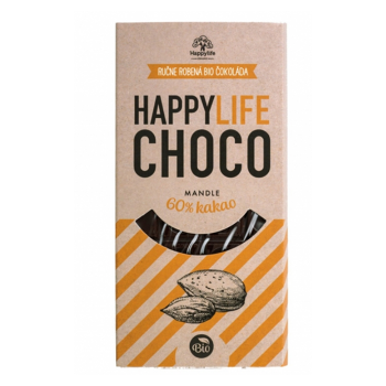 HAPPYLIFE Choco čokoláda 60% hořká s mandlemi 70 g BIO, expirace