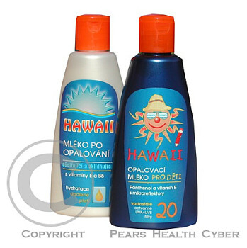 Hawaii OF20 dětské opalovací mléko vodostálé 200ml +  Mléko po opalování s Panthenolem a vitamínem E 200ml ZDARMA
