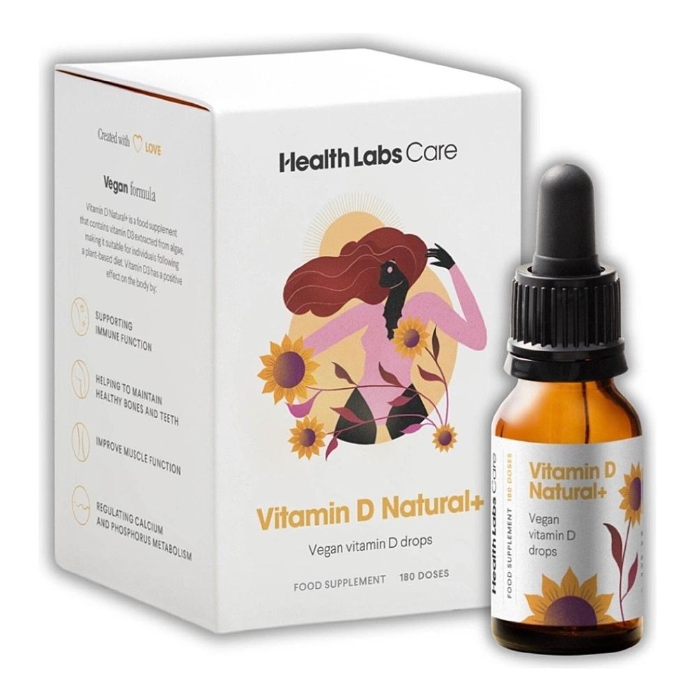 Health Labs Care Vitamin D3 Natural + Vegan kapky 180 dávek
