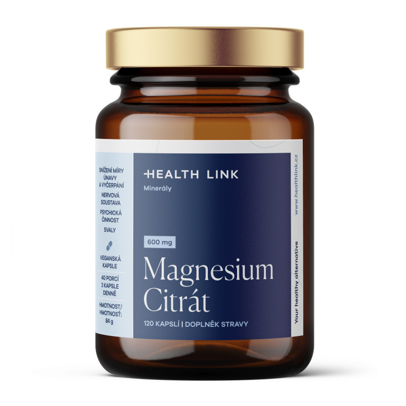 HEALTH LINK Magnesium citrát 600 mg 120 kapslí