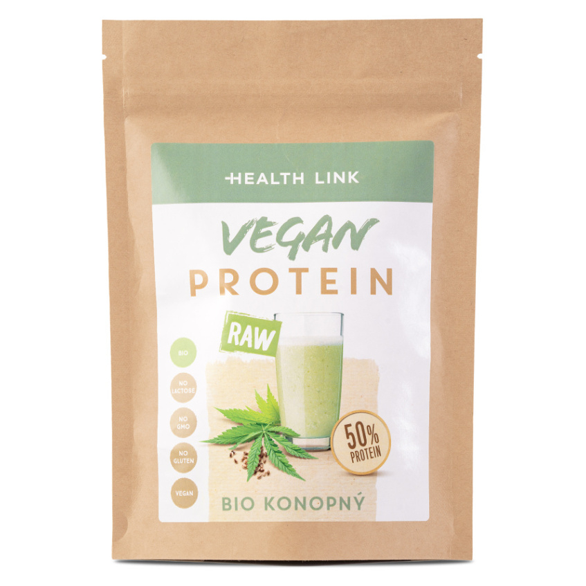 Levně HEALTH LINK Konopný protein 50 % vegan RAW BIO 300 g