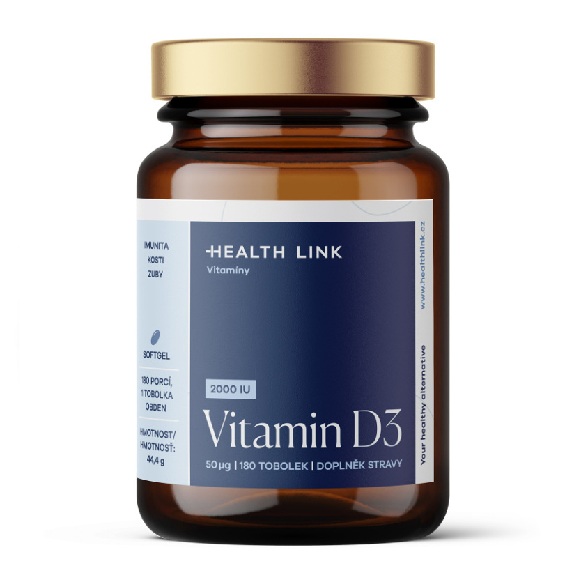 Levně HEALTH LINK Vitamin D3 2000 IU 180 tobolek