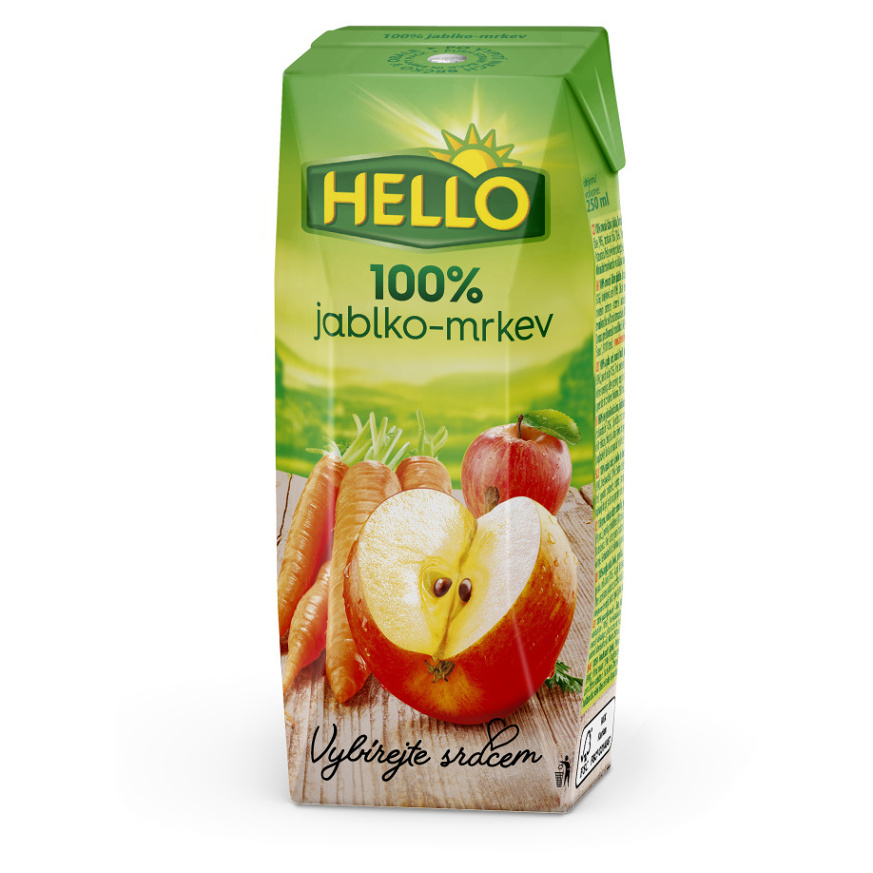 HELLO 100% jablečná šťáva mrkev 250 ml x 18 kusů