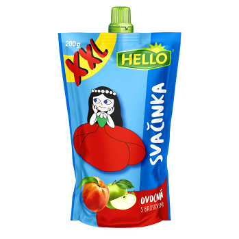 HELLO OP XXL kapsička s broskvemi 200 g x 10 kusů (Ovocné přesnídávky)