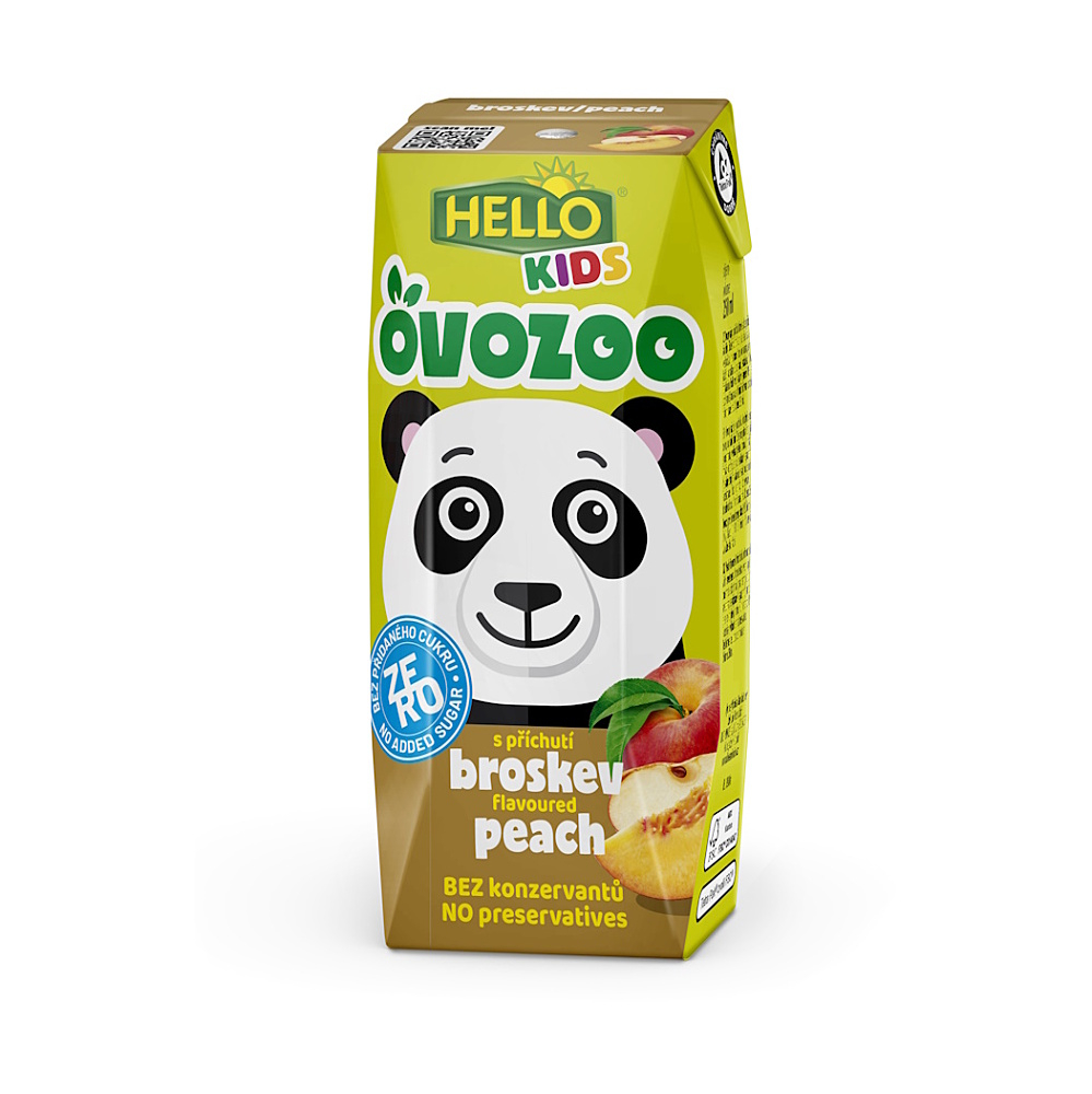 HELLO Ovozoo broskev zero 250 ml x 18 kusů