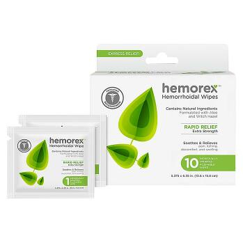 HEMOREX vlhčené ubrousky na hemoroidy singl 10 ks