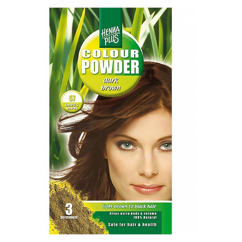 E-shop HENNA PLUS Přírodní barva na vlasy prášková TMAVĚ HNĚDÁ 57 100 g