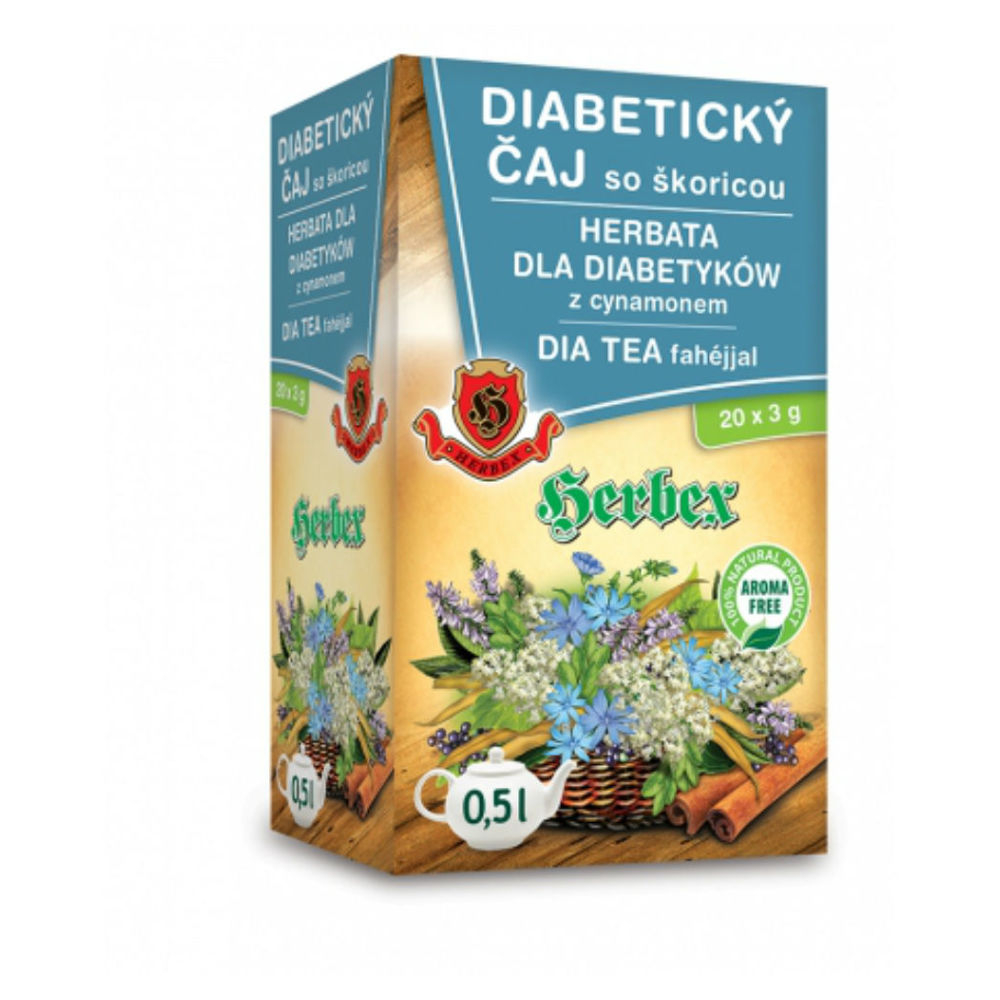 E-shop HERBEX Hladina cukru diabetický čaj 20 sáčků