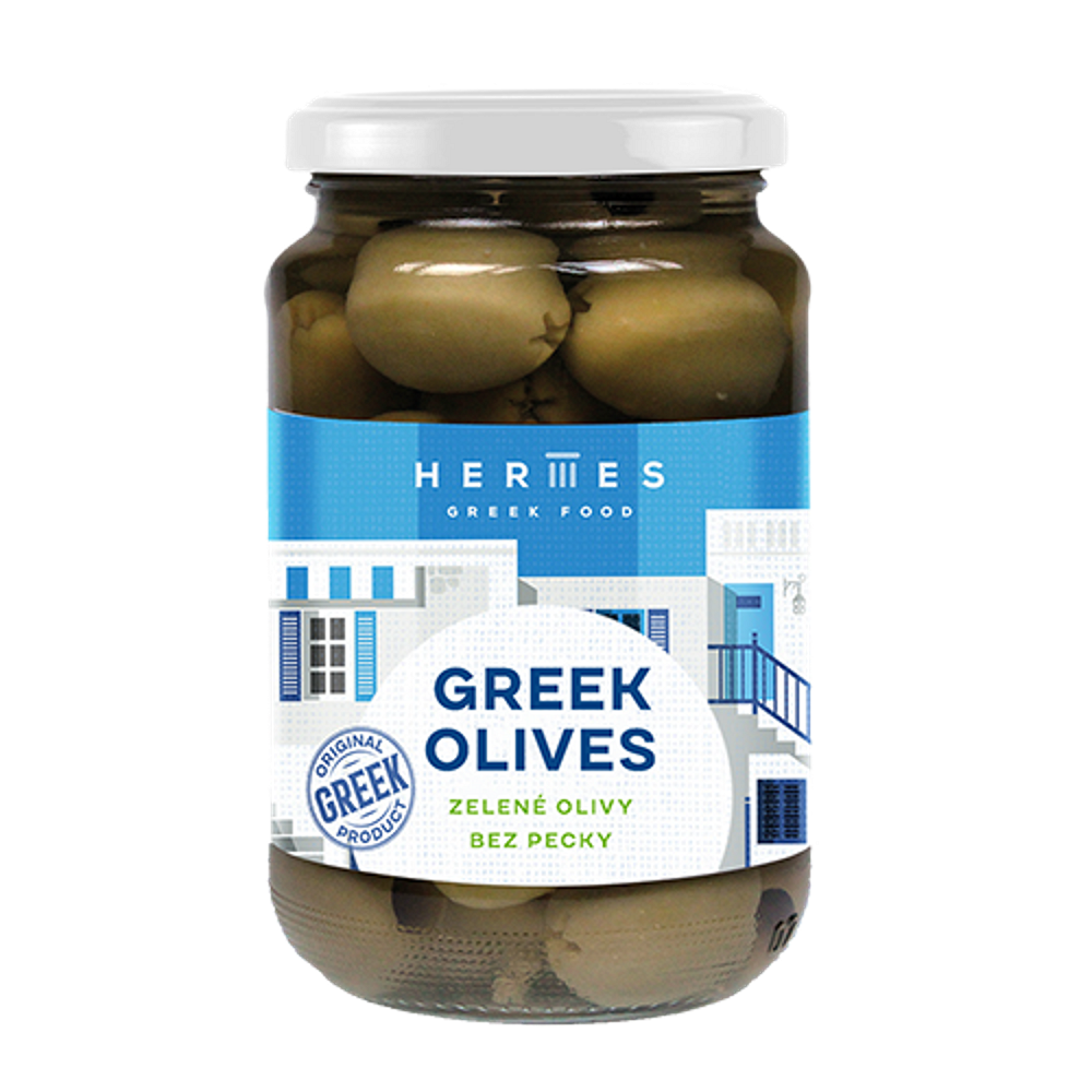 Levně HERMES Zelené olivy bez pecky 170 g