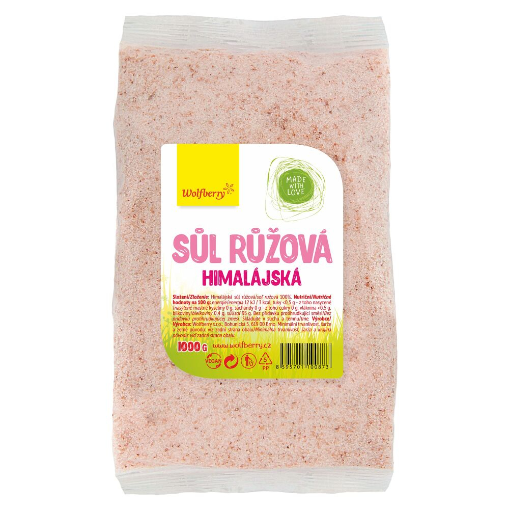 Levně WOLFBERRY Himalájská sůl růžová jemná 1 kg