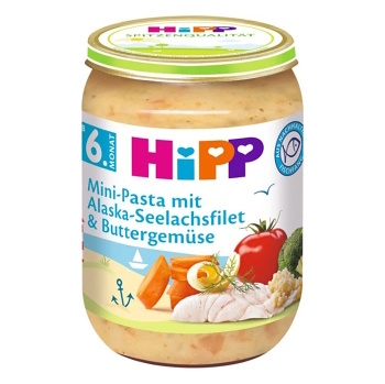 HIPP Baby těstoviny s aljašskou treskou v máslové zelenině BIO 190 g (Masozeleninové příkrmy) - BIO