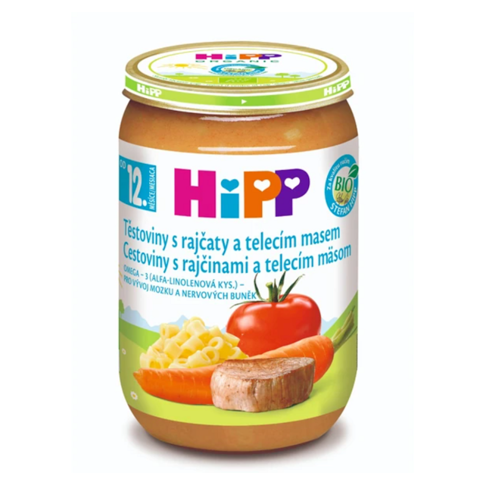 E-shop HIPP Bio menu těstoviny s rajčaty a telecím masem 12m+ 220 g