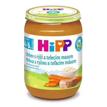 HIPP Mrkev s rýží a telecím masem BIO 190 g (Masozeleninové příkrmy) - BIO