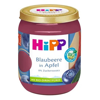 HIPP Jablka s borůvkami BIO 160 g (Ovocné přesnídávky) - BIO, Ekologické