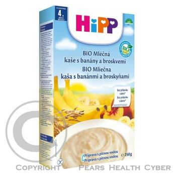 HIPP KAŠE BIO mléčná instantní banán+broskve 250g CZ2973