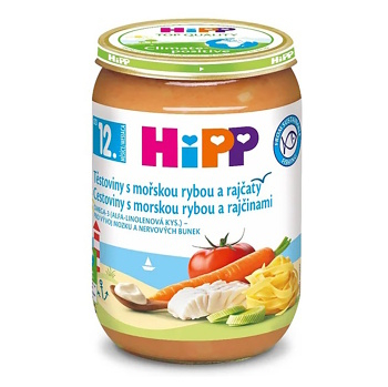 HIPP Menu těstoviny s mořskou rybou a rajčaty 220 g (Těstovinové, rýžové příkrmy) - BIO