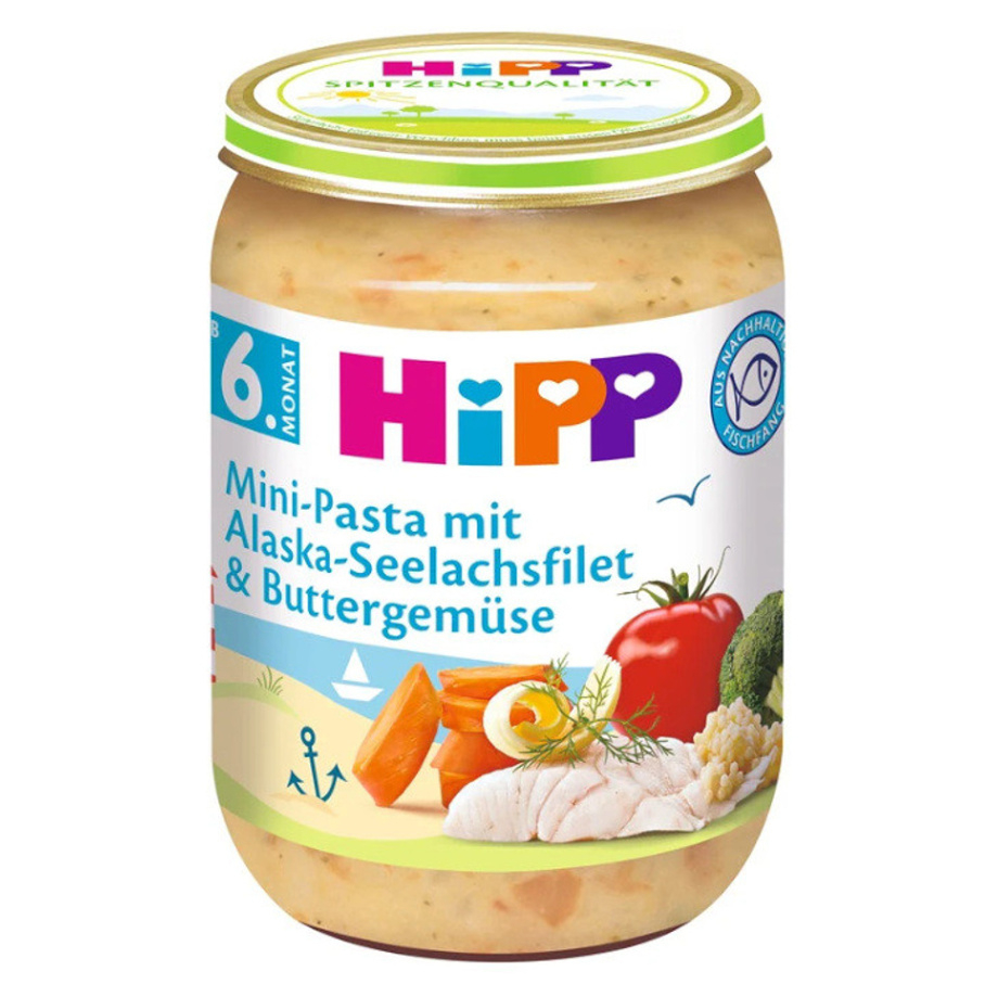 HIPP Baby těstoviny s aljašskou treskou v máslové zelenině 6m+ 190 g