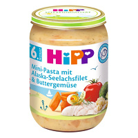 HIPP Baby těstoviny s aljašskou treskou v máslové zelenině 6m+ 190 g
