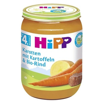 HIPP Mrkev brambory a hovězí maso BIO 190 g (Masozeleninové příkrmy) - BIO