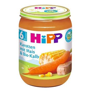 HIPP Mrkev s kukuřicí a telecím masem BIO 190 g (Masozeleninové příkrmy) - BIO