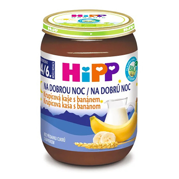 HIPP Na dobrou noc krupicová kaše s banánem BIO 190 g (Mléčné kaše) - BIO, Ekologické
