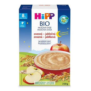 HIPP Na dobrou noc ovesná kaše s jablkem BIO 250 g (Mléčné kaše) - Instantní, BIO